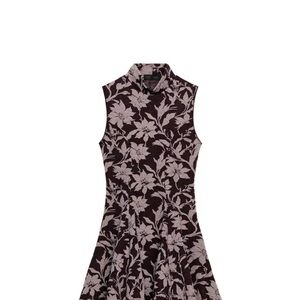 NWT Zara Jacquard Short Floral Sleeveless Dress L - Black and Cream